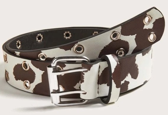 Brown cow print belt