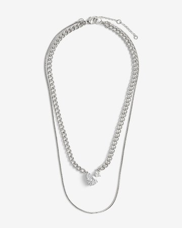 Two Row Pear Stone Chain Necklace | Express