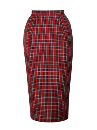 Pencil Skirt Small Red Tartan from