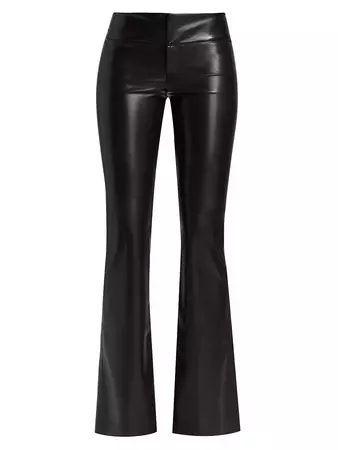 Shop Alice + Olivia Olivia Vegan Leather Flared Pants | Saks Fifth Avenue