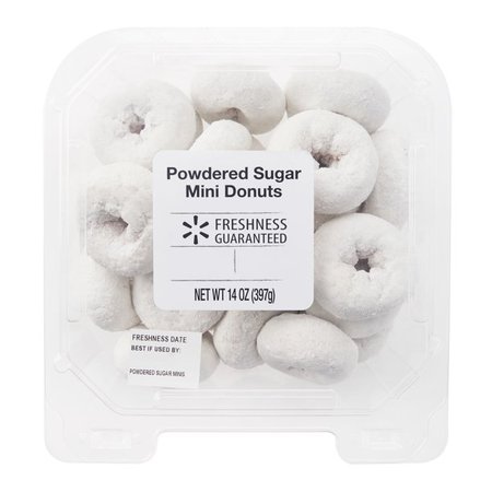 *clipped by @luci-her* Freshness Guaranteed Powdered Sugar Mini Donuts, 14 oz, 21 Count - Walmart.com - Walmart.com