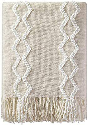 33 Bourina Fluffy Chenille Knitted Fringe Throw Blanket Lightweight Soft Cozy for Bed Sofa Chair Throw Blankets (Beige, 50" x 60"): Amazon.ca: Home & Kitchen