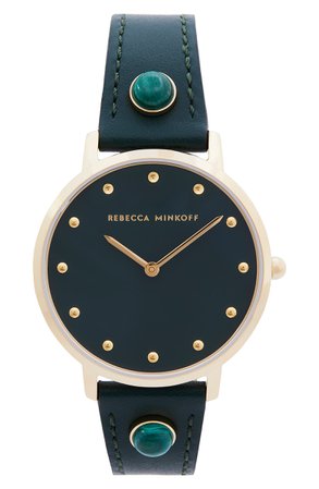Rebecca Minkoff Major Leather Strap Watch, 35mm | Nordstrom