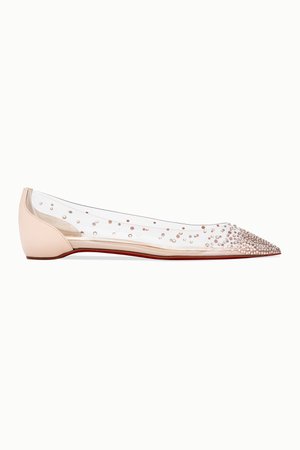 Ivory Degrastrass embellished PVC and leather point-toe flats