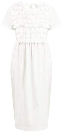 Ruffled Broderie Anglaise Cotton Poplin Dress - Womens - White