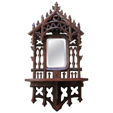 Neo Gothic Wood Carved Shelf For Sale at 1stdibs