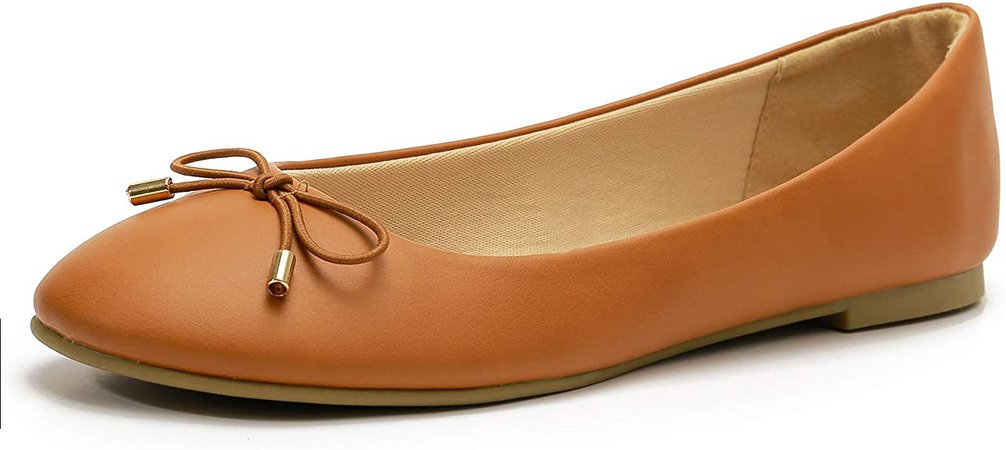 Amazon.com | WFL Round Toe Women Flats Slip on Ballet Flats Shoes Soft, Brown, 7 | Flats