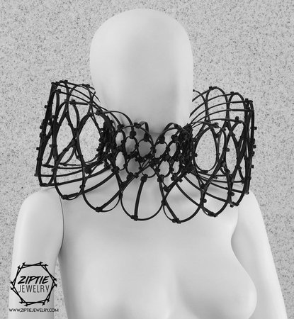 Big Black Futuristic Necklace / Elizabethan Collar Style Zip | Etsy