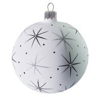 Glass ball with white ribbons - large handmade glass christmas ornament