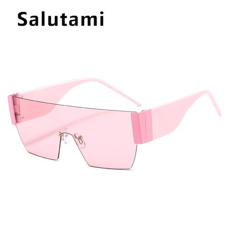Rimless One Piece Suare Sunglasses For Women New Fashion Brand Candy Color Sun Glasses Men Vintage Oversized Shades Pink Yellow|Women's Sunglasses| - AliExpress