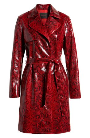 BLANKNYC Snakeskin Faux Leather Trench Coat | Nordstrom