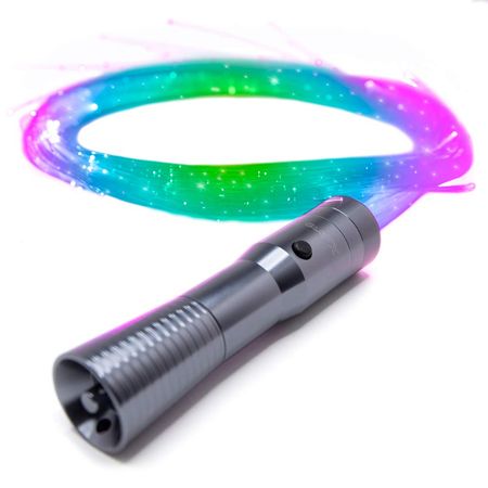GloFX [Sparkle Fiber] Space Whip Remix - Programmable LED Fiber Optic Whip, 6 Ft 360° Swivel - Super Bright Light Up Rave Toy EDM Pixel Flow Lace