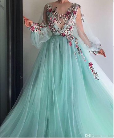 aquamarine floral gown