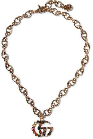 Gucci | Burnished gold-tone crystal necklace | NET-A-PORTER.COM