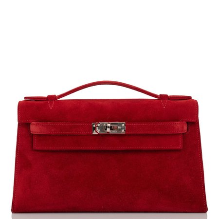 Hermes Kelly Pochette Rouge Vif Doblis Palladium Hardware – Madison Avenue Couture