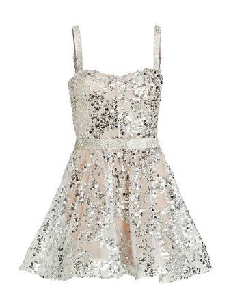 Shop Bronx and Banco Midnight Silver Sequin Fit-And-Flare Minidress | Saks Fifth Avenue