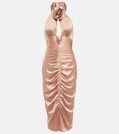 Alessandra Rich - Ruched cutout satin midi dress | Mytheresa