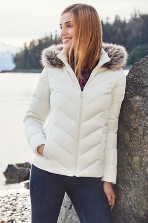 Women's Faux Fur Hooded Down Winter Jacket | Lands' End