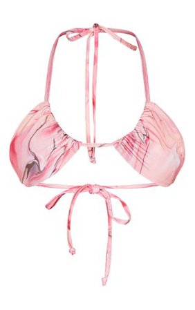 Pink Acid Upside Down Traingle Bikini Top | PrettyLittleThing