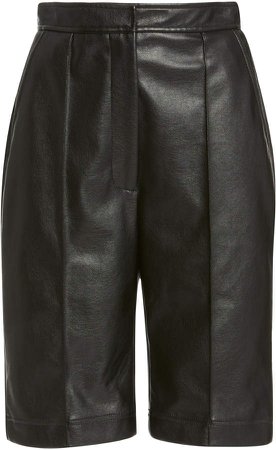 Christian Siriano High-Rise Faux Leather Shorts