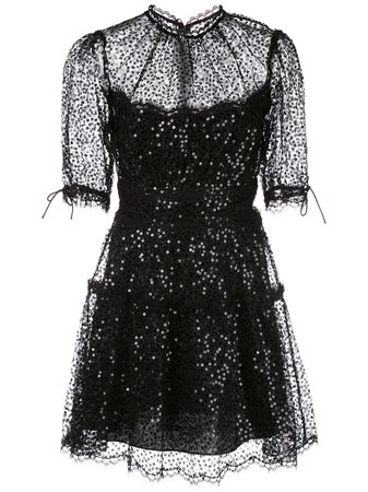 Black Jonathan Simkhai Sequinned Lace Mini Dress | Farfetch.com
