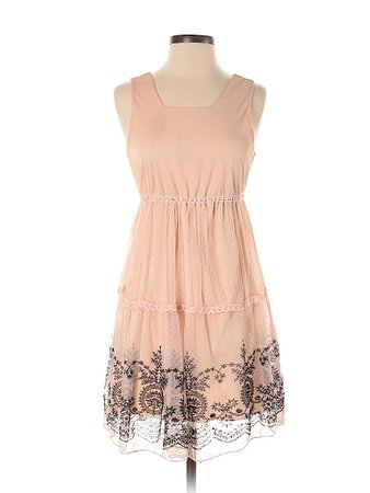 Ultra Pink 100% Polyester Floral Pink Tan Casual Dress Size S - 68% off | thredUP