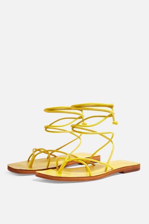FOREST Yellow Wrap Sandals | Topshop