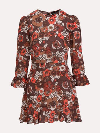 The Mary Jane Shrooms | 70s Floral Sleeved Mini Dress | Réalisation Par
