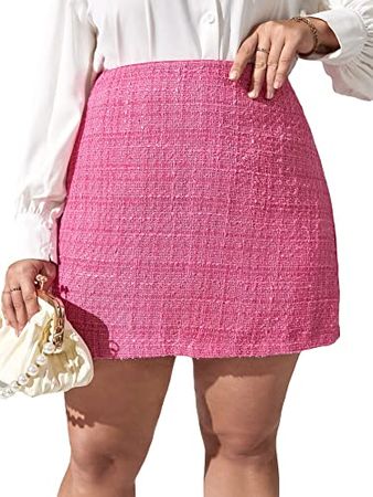 Amazon.com: WDIRARA Women's Plus Size Plaid Button Tweed Skirt Casual High Waist Skirts : Clothing, Shoes & Jewelry