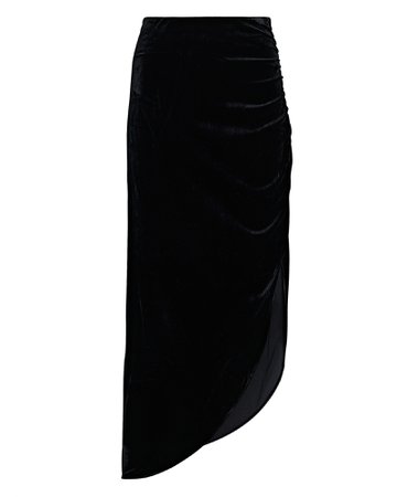 Veronica Beard Herst Asymmetric Velvet Midi Skirt | INTERMIX®