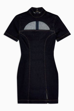 Indigo Denim Cutout Neck Bodycon Dress | Topshop