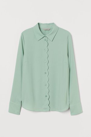 Scalloped-edge Blouse - Mint green - Ladies | H&M CA