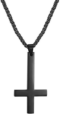 PROSTEEL Black Inverted Cross Necklace, Upside Down Cross, Goth Statement Jewelry, Satanic, Occult, Devil, Stainless Steel Pendant & Chain, P2527H | Amazon.com