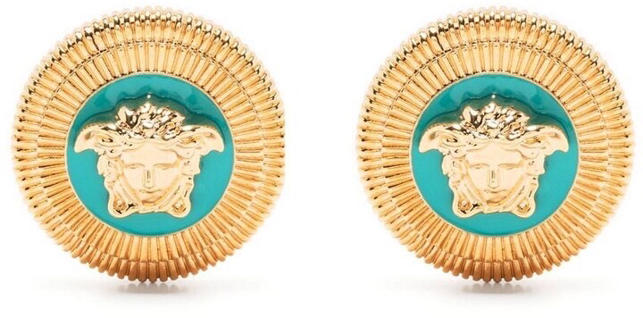 Versace Brass Medusa-Plaque Earrings