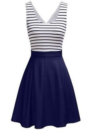 Navy Blue Stripe Dress