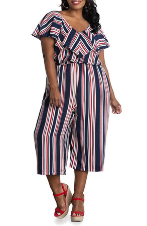 Kiyonna Avery Cropped Wide Leg Jumpsuit | Nordstrom
