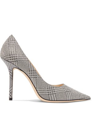 Jimmy Choo Love 100 glittered checked leather pumps
