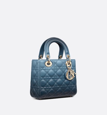Dior Small Lady Dior My ABCDior Bag Indigo Blue Gradient Cannage Lambskin | DIOR