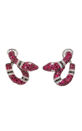 Michele Della Valle Ruby & Black Diamond Snake Earrings by Tiina Smith Vintage | Moda Operandi