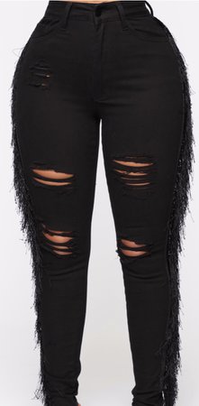 Black Jeans From Fashion Nova With Fringes on the Side