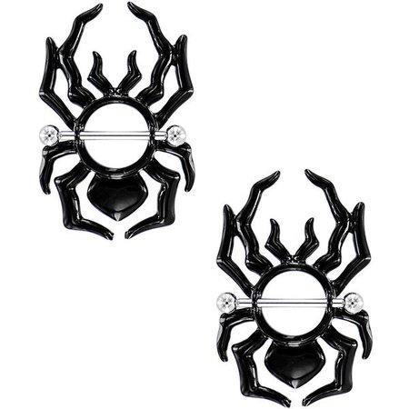 14 Gauge 5/8 Black Tribal Halloween Spider Nipple Shield Set – BodyCandy