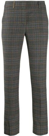 checked print trousers