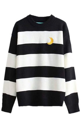 black and white moon striped sweater