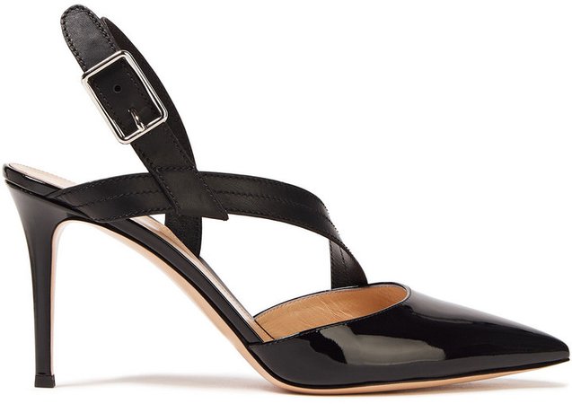 Smooth And Patent-leather Slingback Pumps