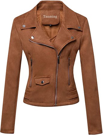 Tanming Women's Faux Leather Moto Biker Short Coat Jacket (X-Large, Yellow14) at Amazon Women's Coats Shop