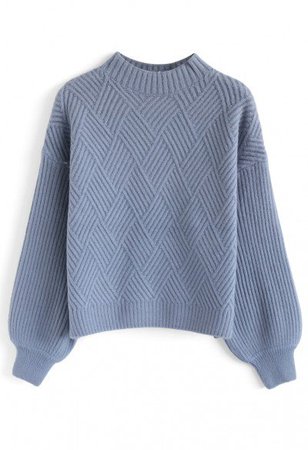 Heather Cable Knit Sweater in Dusty Blue - TOPS - Retro, Indie and Unique Fashion