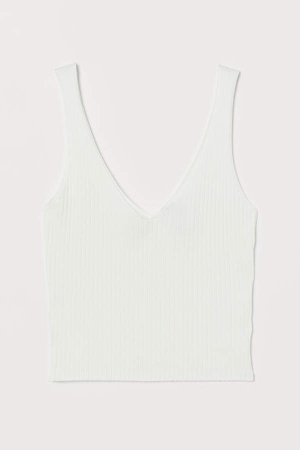 Ribbed Camisole Top - White