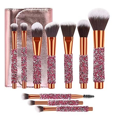 Amazon.com: Adpartner 10 PCS Luxury Makeup Brushes Set with Bag, Latest Diamond-studded Kabuki Eye Makeup Brush Professional Foundation Concealer Eyeshadow Makeup Tools: Beauty