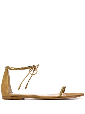 Gianvito Rossi Aria Rhinestone-Embellished Sandals G6141605CUOCIX Gold | Farfetch