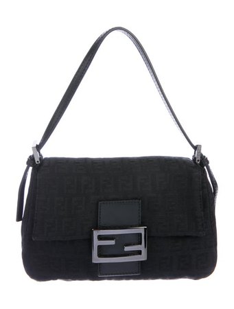 Fendi Zucchino Mini Baguette Bag - Handbags - FEN125295 | The RealReal